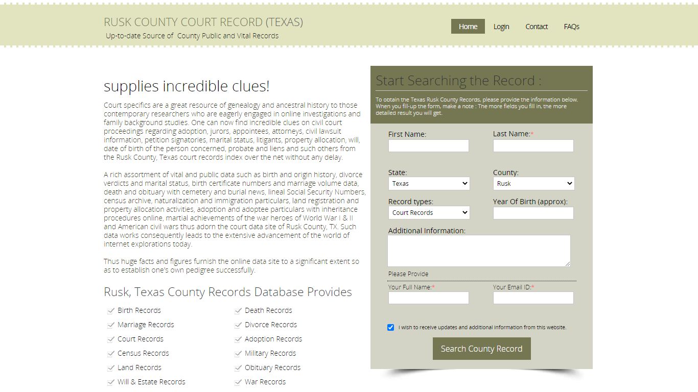 Rusk County, Texas Public Court Records Index