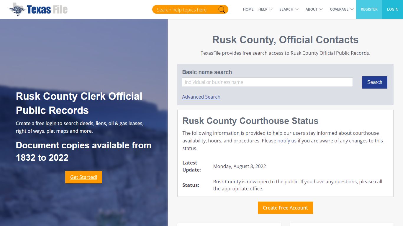 Rusk County Clerk Official Public Records - TexasFile